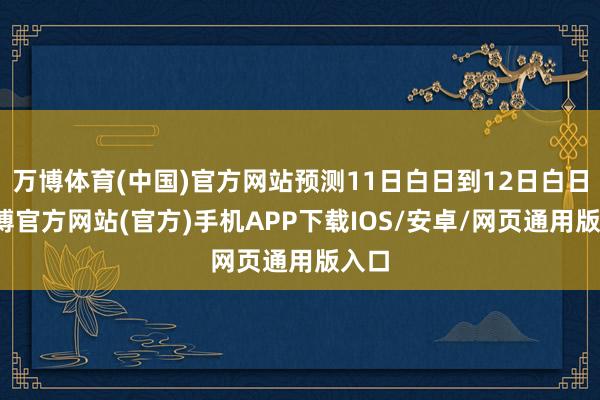 万博体育(中国)官方网站预测11日白日到12日白日-万博官方网站(官方)手机APP下载IOS/安卓/网页通用版入口